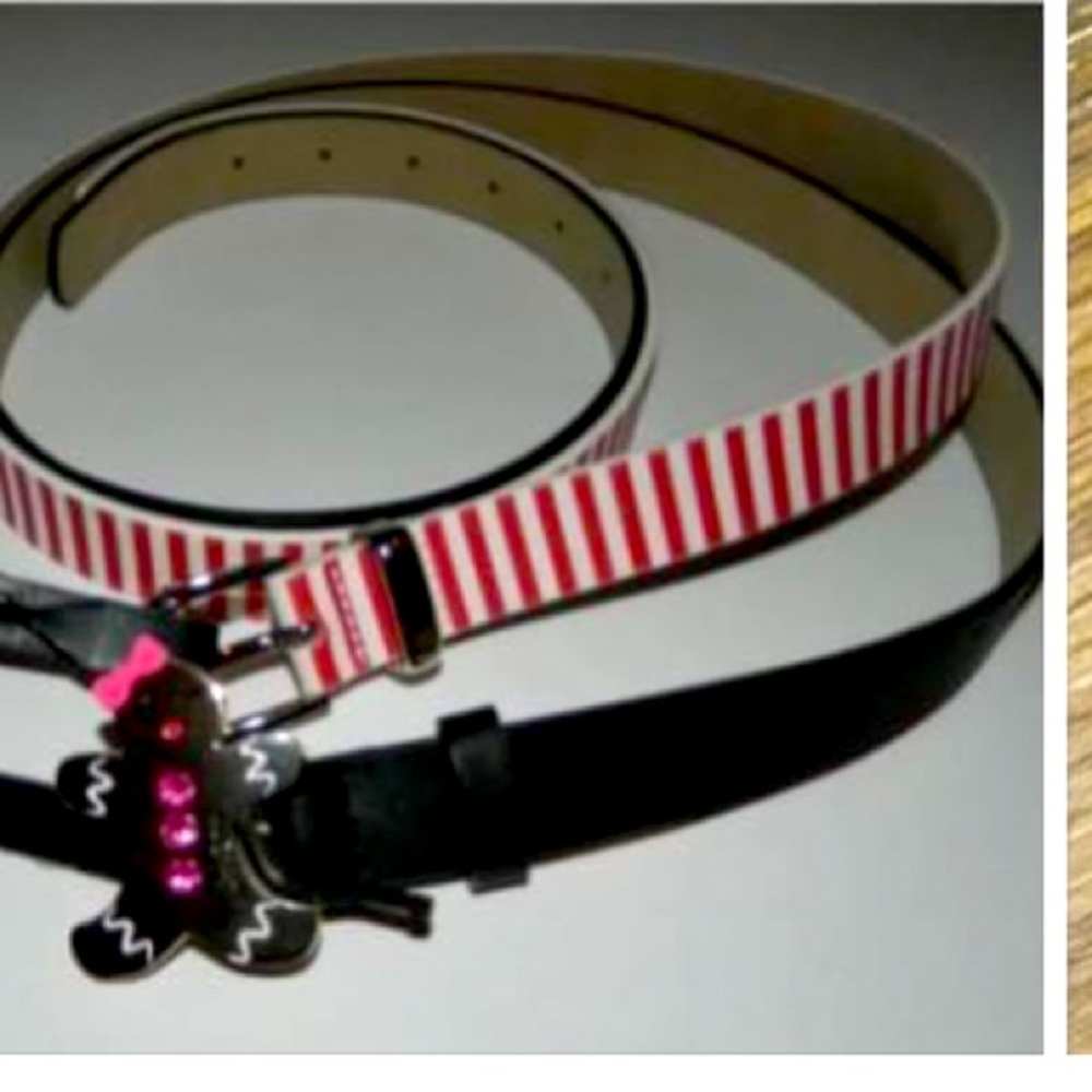 💜 BETSEY JOHNSON 2 for 1 GINGERBREAD MAN & CANDYCANE STRIPE Belts